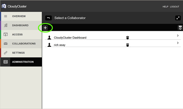CloudyCluster Admin Panel Screen